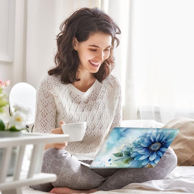 AIMSA Laptop Skin Sticker Decal, 17 17.3 inch Laptop Art Decal Universal Cover, Decorative Stickers Notebook Skin Protector, Blue Flower - Image 2
